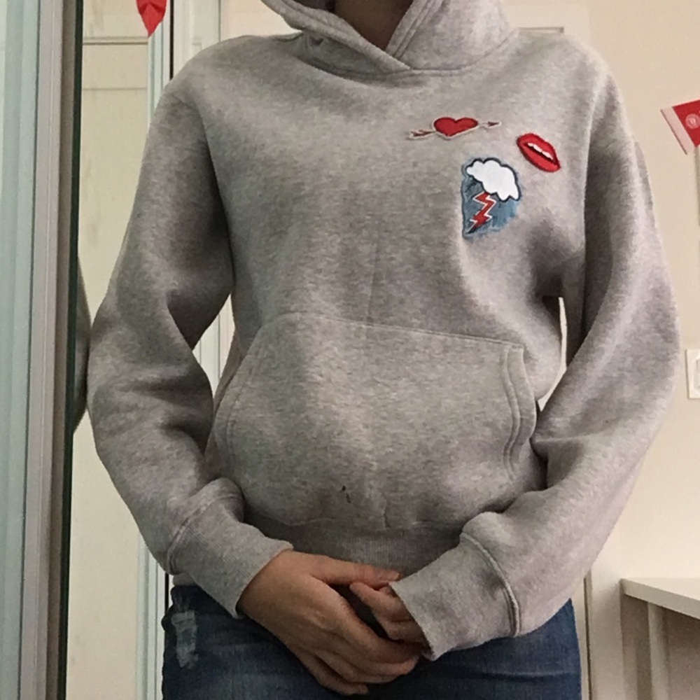 H&M Grey Patch Hoodie